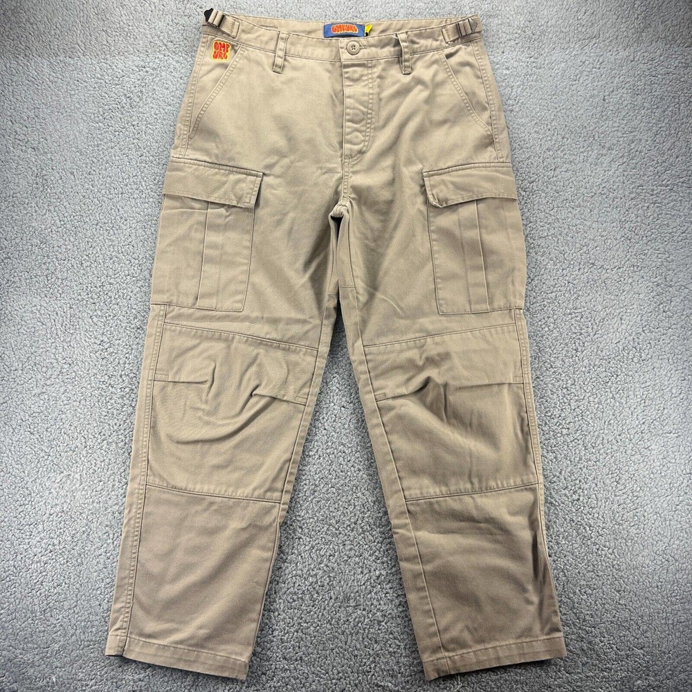 Empyre Relax Skate Cargo Pants Mens 30x27 Khaki Beige Belted Pockets Y2K Grunge